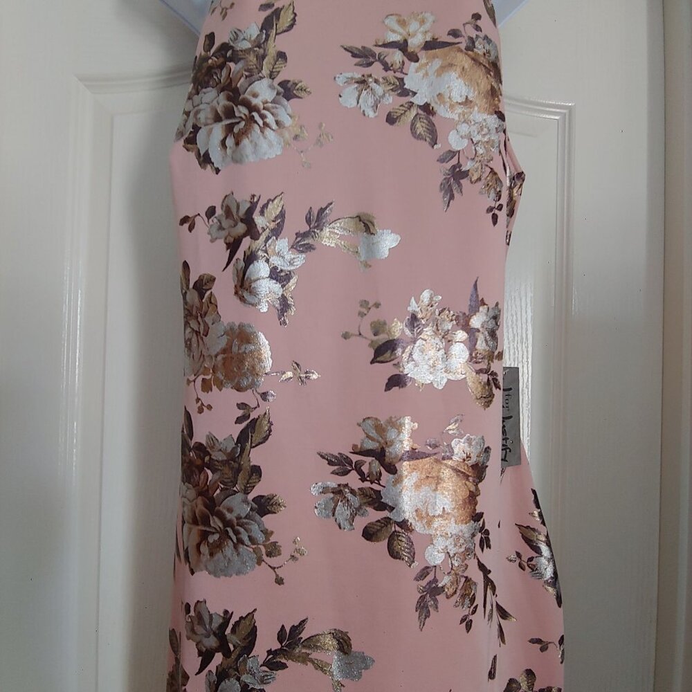 J. For Justify Pink Metallic Floral Sleeveless Summer Dress XL - Picture 4 of 13